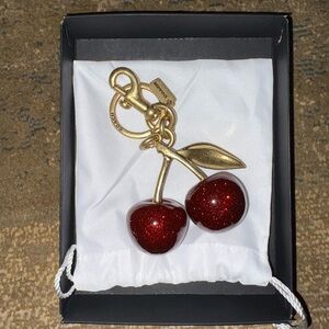 Coach Gold and Red Cherry Keychain
